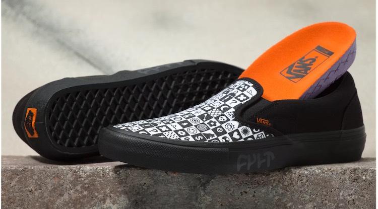 Cult x Vans slip on pro bmx shoe with the black sole. 