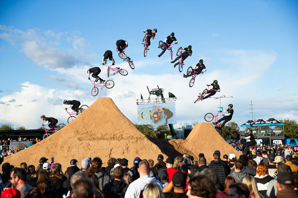 bmx triple glendale 2024 podium daniel sandoval 360 double tailwhip to downside tailwhip