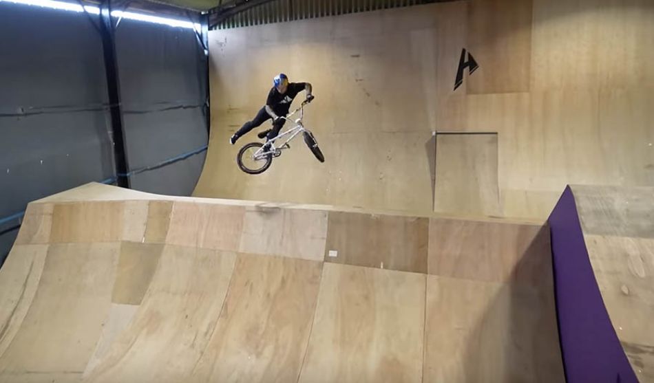 BMX WORLD CHAMPION DOES INSANE TRICKS RIDING MY BACKYARD SKATEPARK! By Matt Jones